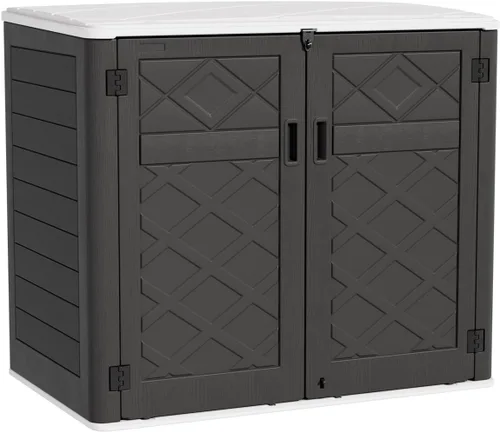 Vista 14 de Kinying - Cobertizo de almacenamiento conveniente horizontal con varias direcciones de apertura, para latas de basura, herramientas, podadora