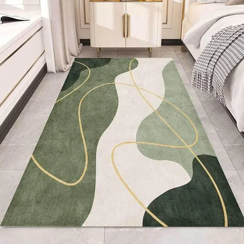 Vista 10 de Alfombra bohemia de mediados de siglo para sala de estar, alfombra grande con diseño geométrico bohemio, suave y antideslizante, de pelo bajo