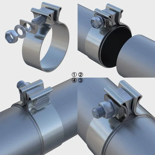 Vista 6 de ROADFORMER Abrazadera de escape de 1.75 pulgadas de acero inoxidable de banda estrecha para reparación de tubos de escape, silenciador y sistema