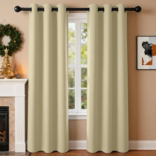 Vista 120 de Cortinas de oscurecimiento de habitación de 45 pulgadas de largo para dormitorio y sala de estar, cortinas térmicas aislantes con ojales