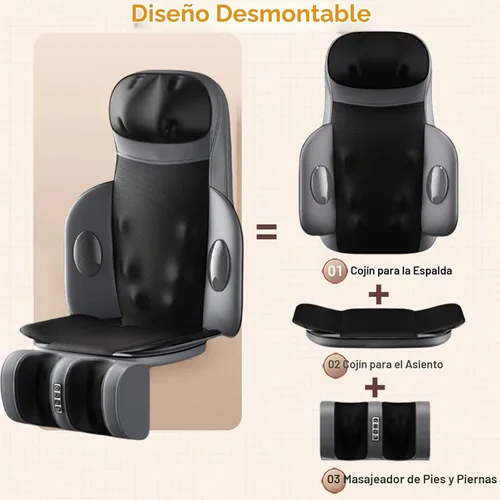 Vista 13 de Masajeador de espalda Shiatsu con calor, cojín de masaje eléctrico para el cuerpo Negro