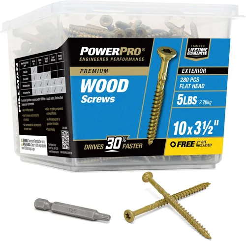 Vista 15 de Power Pro Tornillos de madera para exteriores de alta calidad, tornillos de cubierta multiusos #8 x 1-1/4 pulgadas para proyectos al aire libre