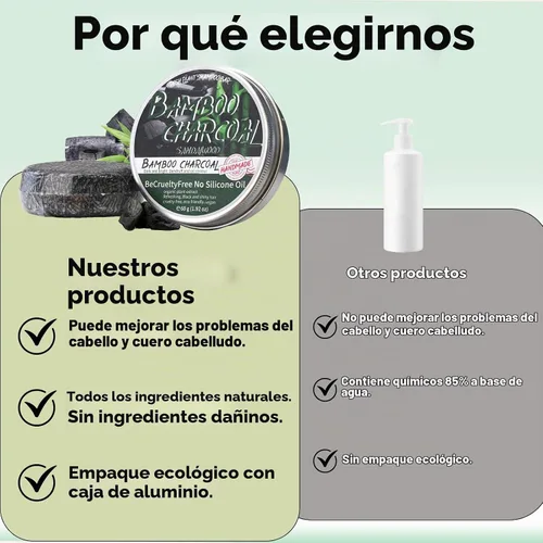 Vista 6 de Barra de champú de carbón de bambú para cabello gris, jabón negro para cabello gris, orgánico natural, champú y acondicionador para cabello