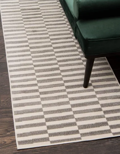 Vista 12 de Unique Loom Williamsburg Collection - Alfombra informal de transición gruesa con rayas alternas (8 pies x 10 pies, rectangular, gris/beige)