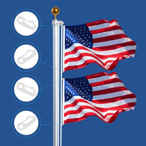 Vista 2 de NQ Ganchos de nailon duradero para asta de bandera, accesorio para mástil de bandera – Fija ganchos de banderas a la cuerda del patio y abrocha