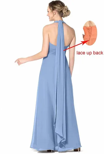 Vista 2 de Vestido de invitada de boda para mujer, vestido de gasa maxi convertible para dama de honor