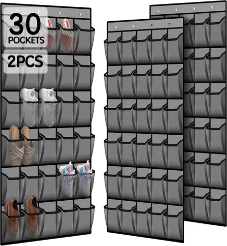 Vista 9 de Kotkn Organizador de zapatos sobre la puerta con 30 bolsillos de malla transpirable - Almacenamiento de armario de gran capacidad para hombres