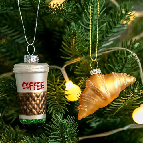 Vista 8 de Adornos de Navidad de cristal, paquete de 2 adornos de aguacate y fresa para árboles de Navidad, adornos de vidrio soplado para colección y regalo