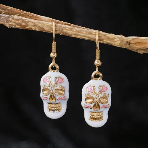 Vista 6 de 2 pares de aretes de Halloween, aretes colgantes de bruja blanca, aretes de fiesta de Halloween, aretes colgantes de gota de Halloween para mujeres