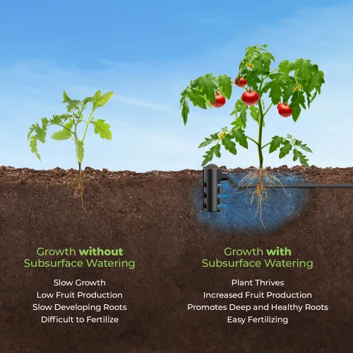 Vista 6 de Root Quencher Jr (2 unidades) - Gotero subterráneo profundo, riego de raíces de árboles y plantas, riego por goteo y estaca de fertilizante