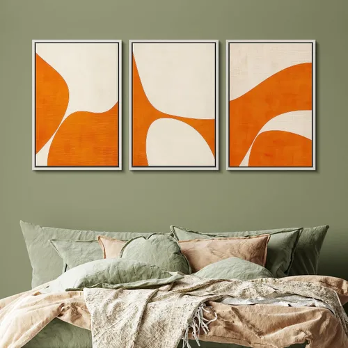 Vista 122 de SIGNFORD - Set de obras de arte en lienzo enmarcado para pared, ilustraciones abstractas de neblina del desierto en tonos neutros beige y marrón