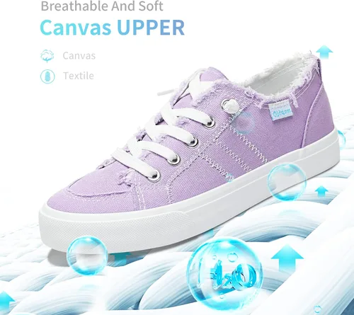 Vista 3 de Obtaom Play Tenis de lona para mujer, sin cordones, a la moda, blanco desgastado y estampado de leopardo