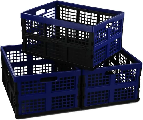 Vista 6 de Gloreen Cesta plegable de 35 cuartos de galón, cajas de leche plegables para almacenamiento, 3 paquetes