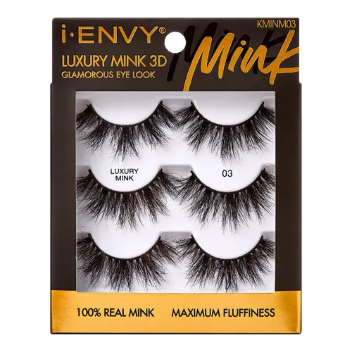 Vista 11 de i-ENVY Pestañas postizas de lujo de la colección de visón, pestañas 100% de visón real, aspecto glamoroso, pestañas de máxima esponjosidad 3D ángulo