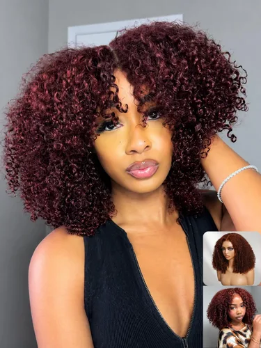 Vista 19 de Nadula Peluca de cabello humano rizado birmano HD de 13 x 4 pulgadas, con extremos en espiral de dedo, sin pegamento, precortada, con encaje Peluca