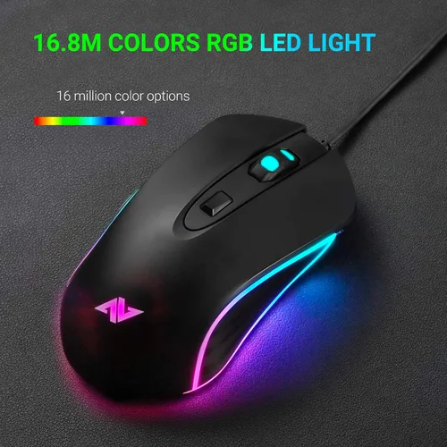 Vista 4 de ABKONCORE Ratón para juegos AM6 AM8 Niveles de 4Dpi (800, 1600, 2400, 3200) I Botones programables I Ratón USB ergonómico con cable (M30)