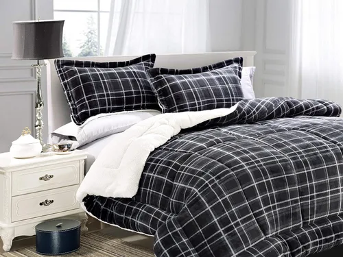 Vista 13 de Elegant Comfort Juego de edredón reversible de 2 piezas de microvisón con respaldo de sherpa de alta calidad, suave y acogedor, de microgamuza