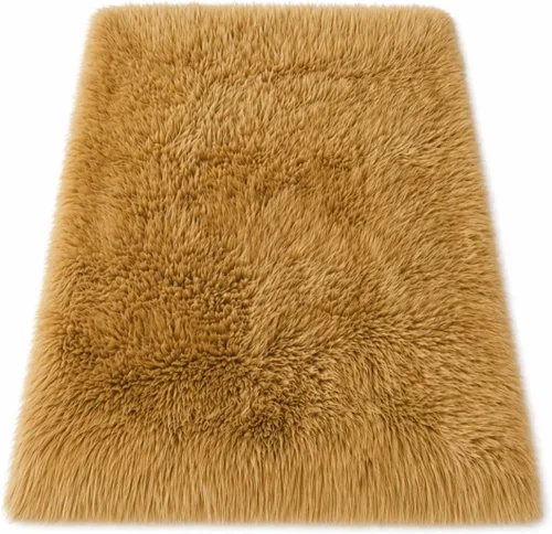 Vista 2 de LAMBZY Alfombra rectangular de piel de oveja sintética, súper suave, hipoalergénica, de felpa, lujosa alfombra de felpa sedosa para dormitorios