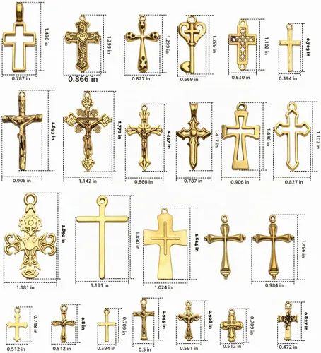 Vista 2 de Mixed Crosses Charms Pendants Jewelry Findings for Making Bracelet and Necklace Dorado