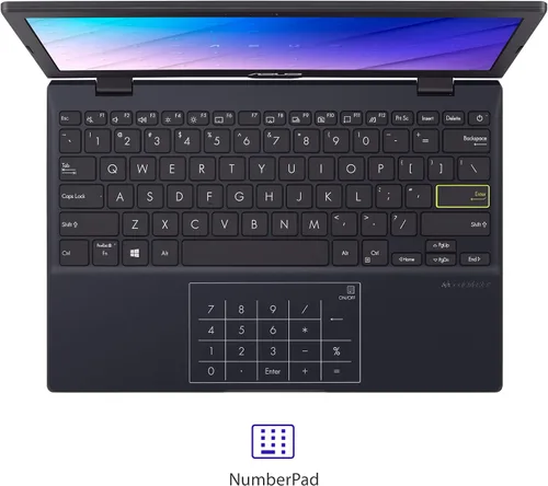 Vista 3 de ASUS Notebook E210 11.6” Ultra Thin, Procesador Intel Celeron N4020, 4GB de RAM, 64GB de almacenamiento eMMC, Windows 10 Home en Modo S con un año