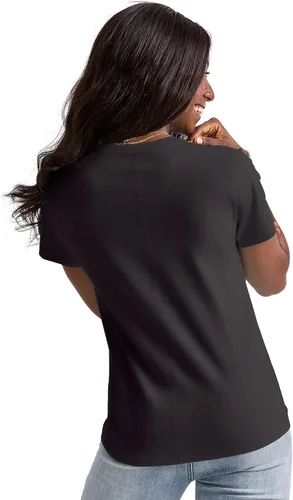Vista 2 de Hanes ComfortBlend - Camiseta gráfica para mujer, cuello redondo, algodón para mujer, talla grande Negro