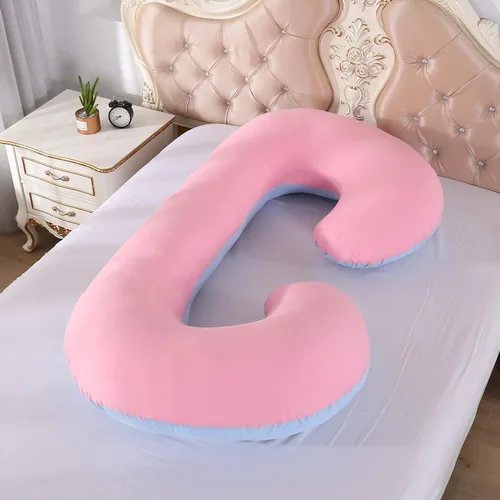 Vista 9 de KFUN Almohada de embarazo de cuerpo completo, almohada de maternidad en forma de C para mujeres embarazadas, funda desmontable, soporte para Rosa