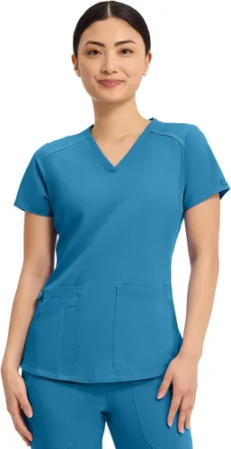 Vista 22 de Med Couture Touch - Camisa médica con cuello en V para mujer Sorbete de albaricoque