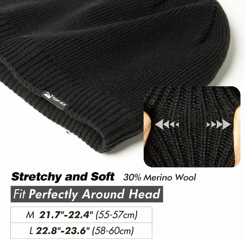Vista 4 de TOP-EX LXLXXL - Gorro de lana merino impermeable con forro polar para todo tipo de clima invierno cálido