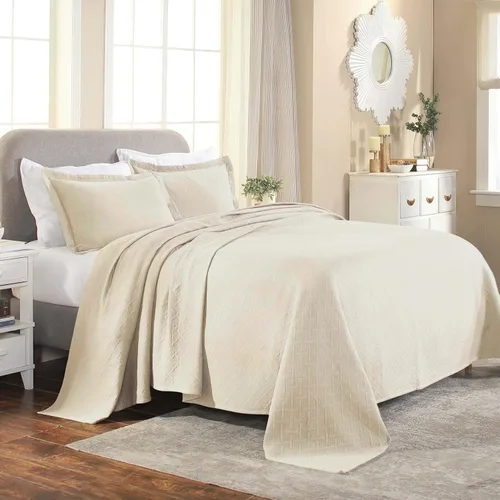 Vista 15 de Superior Colcha de Tejido de Cesta 100% Algodón con Fundas, Ropa de Cama Jacquard Matelassé de Algodón Premium para Todas las Estaciones, Cesta Negro