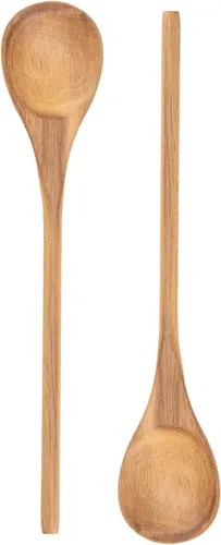 Vista 9 de Cucharas de madera para cocinar, cuchara de madera MZROO de 12.5 pulgadas de mango largo, cuchara de cocina de madera, cucharas de mezcla, cucharas