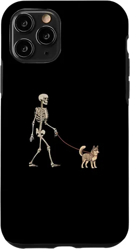 Vista 13 de Carcasa divertida para iPhone 12 mini de Alaska, Klee Kai, esqueleto para pasear al perro