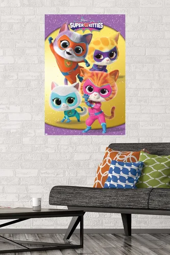 Vista 2 de Disney Junior Super Kitties - Póster de pared grupal, 34 pulgadas de largo x 22.4 pulgadas de ancho, versión premium sin marco