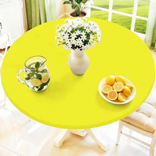 Vista 11 de Moosfor Mantel redondo de elastano, elástico ajustable impermeable para mesas de 18 a 24 pulgadas, mantel de picnic elástico lavable para Azul
