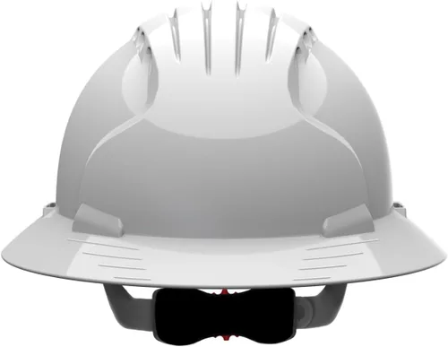 Vista 3 de 280-EV6161-10V Casco de ala completa con carcasa de HDPE, suspensión de poliéster de 6 puntos y ajuste de trinquete de rueda ventilada, color blanco