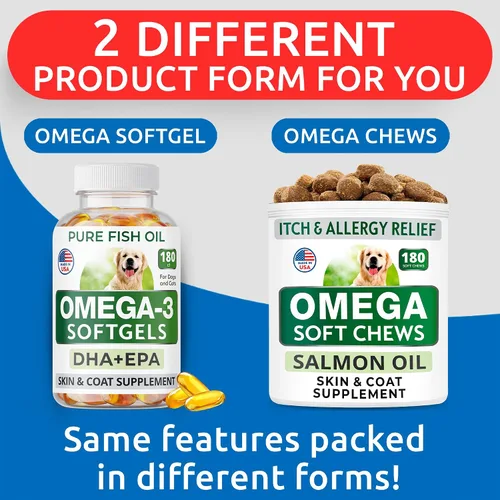 Vista 7 de BARK&SPARK Omega 3 para perros - 180 cápsulas blandas de aceite de pescado para la muda de pelo de perro, alergia cutánea, alivio de la picazón