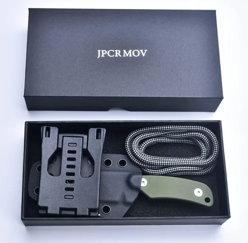Vista 6 de Cuchillo de caza Survival EDC para hombres, cuchillo compacto de hoja fija de 5.87 pulgadas con vaina kydex vertical/horizontal, cuchillo de cuello