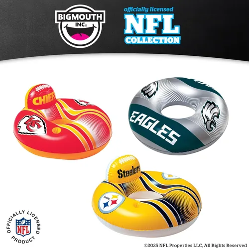 Vista 6 de BigMouth 42” Inflatable Pool Floats Officially Licensed NFL Fan Gear Merchandise Back Support Inner Tube for Adults and Teens