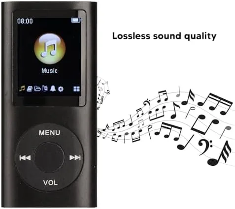 Vista 4 de Reproductor de MP3, con capacidad de memoria de 64 GB, reproductor de música portátil de 8 horas de duración de la batería, compatible con MP3, WMA