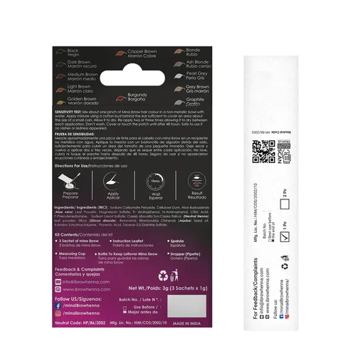 Vista 2 de Polvo de tinte para cejas natural marrón medio de MinaiBrow Kit de tinte instantáneo a prueba de manchas con cepillo doble biselado Marrón medio +