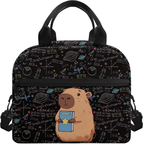 Vista 13 de doginthehole Bolsa de almuerzo de noche estrellada para mujeres y niñas, bolsa de almuerzo con correa ajustable para el hombro con estampado