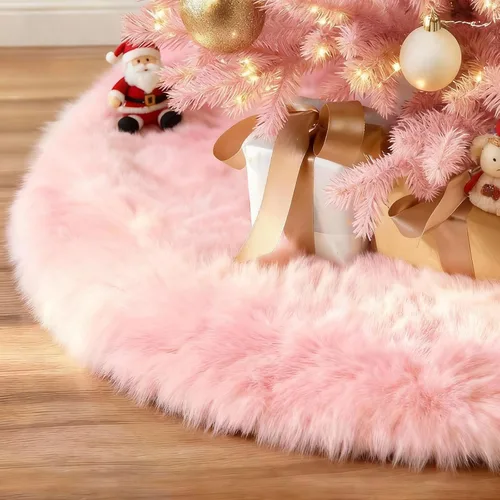 Vista 9 de IMucci Falda de árbol blanca de piel de lana de 15 pulgadas, falda pequeña para árbol de Navidad, falda de terciopelo de felpa blanca como la nieve