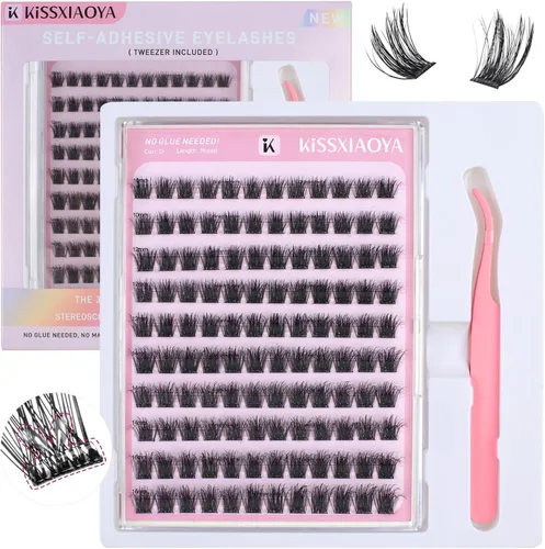 Vista 13 de KISSXIAOYA Extensiones de pestañas en racimo, 120 pestañas postizas individuales en racimo D, 0.354-0.591 in, pestañas postizas naturales y suaves
