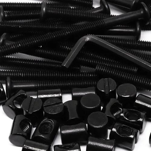 Vista 6 de Juego de 25 tornillos negros para cuna, juego de tornillos hexagonales para literas y cunas M6×40mm/1.969 in/2.362 in/2.756 in/3.150 in