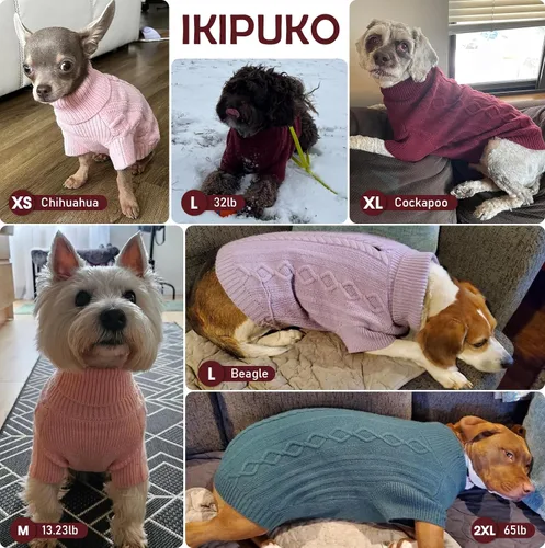 Vista 7 de PeacockGreen XS Suéter para Perro Hembra Chihuahua Teacup, Ropa para Gatos y Cachorros - Suéter Cálido de Invierno para Navidad y Acción de Gracias