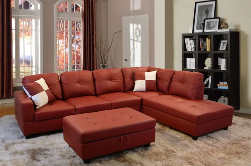 Vista 4 de Beverly Fine Furniture Juego de sofá seccional Russes con otomana, color blanco F092a Blanco