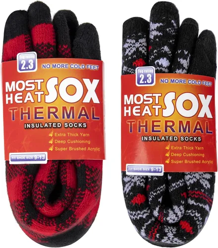 Vista 10 de Calcetines térmicos para hombre, calcetines de invierno cálidos para clima frío con temperaturas extremas A1-azul (2 pares)