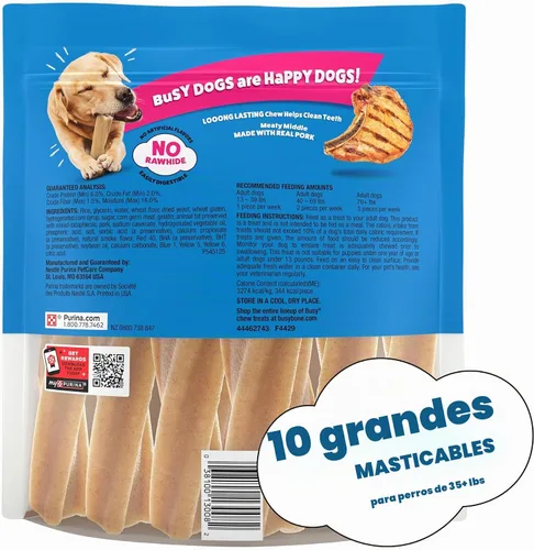 Vista 11 de Purina Busy Bone - Golosinas masticables para perros adultos, originales, bolsa de 10