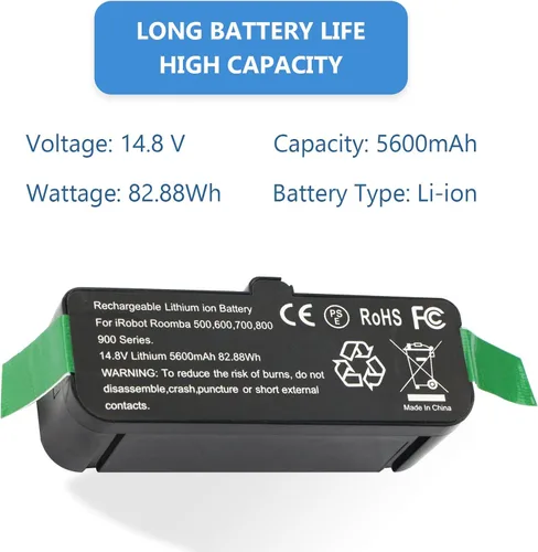 Vista 3 de MULS Batería de repuesto de 5600mAh para iRobot Roomba 960 980 981 970 966 965 900 895 891 890 877 860 850 805 801 800 700 696 695 691 6991 699 0