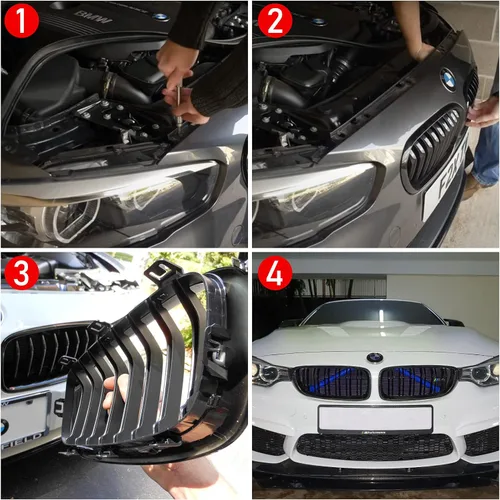Vista 5 de Jaronx Compatible con insertos de parrilla BMW para series 2 5 6 7 X1 X2, F10 F11 F45 F12 F13 F01 F02 F48, Compatible con cubiertas envolventes