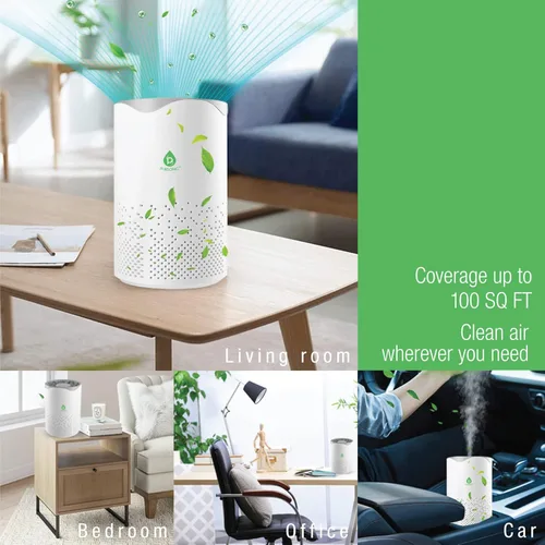 Vista 2 de Pursonic Purificador de aire alimentado por USB con luz nocturna para el hogar, oficina, automóvil, cobertura de 100 pies cuadrados, aire limpio